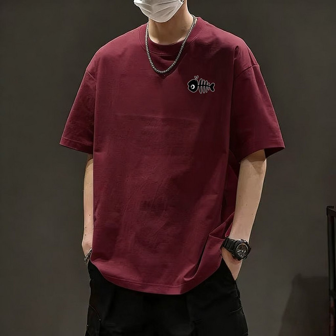 남성 라운드넥 반팔 티셔츠 봄 여름 캐주얼 코디 솔리드 반팔티 남녀공용 루즈핏 얇은 이너 상의 SJS