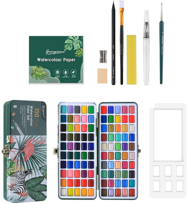 고농축 고체 수채화 물감 팔레트 세트 컬러 게이스, 100색