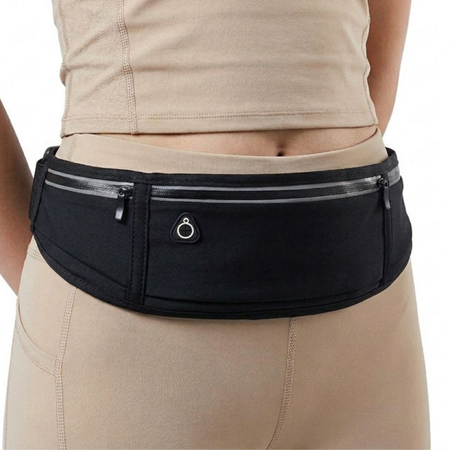 온디즈 프리미엄 3단 분리 수납 런닝 벨트 스포츠밴드, 블랙, 1개