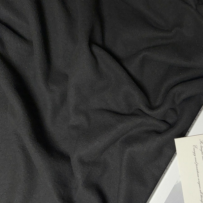 CRT 025 탐나요 폴라 플리스 스판 원단 무지 패브릭 대폭 후리스 천, 1개, 블랙