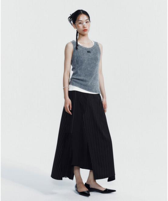 [피플오브더월드] 스트라이프 플리츠 스커트