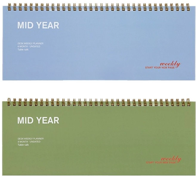 안테나샵 만년형 6개월 미드이어 위클리 플래너 데스크 2종 세트, 블루, 올리브, 1세트 - 쿠팡