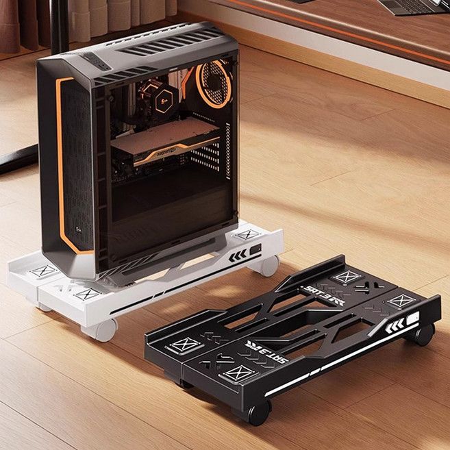 스피세프 이동식 PC받침대 조절형 컴퓨터 본체받침대, 블랙, 1개