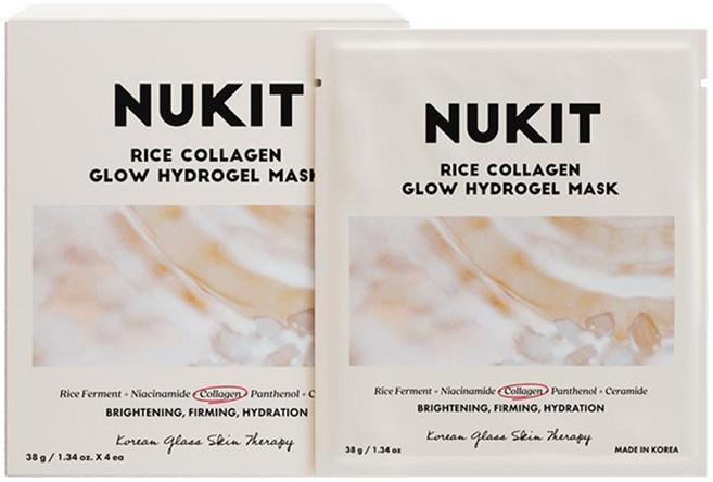 뉴킷 라이스 콜라겐 글로우 하이드로겔 마스크, 1개, 4개입