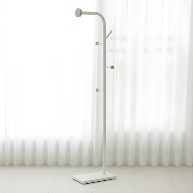 홈앤하우스 피노 스탠드 행거, 화이트 + 우드