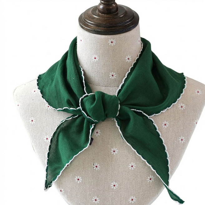 메리앤유 국내생산 스티치 포인트 쁘띠 미니 삼각 스카프 목수건 목보호