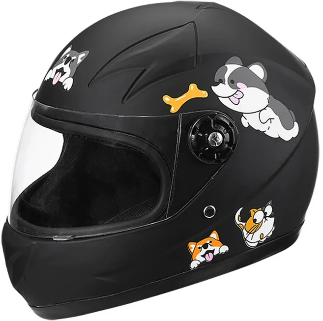 어린이용 풀페이스 헬멧 귀여운 만화 오토바이 및 전기 자전거 헬멧 남녀공용 사계절용 2001, 01 9