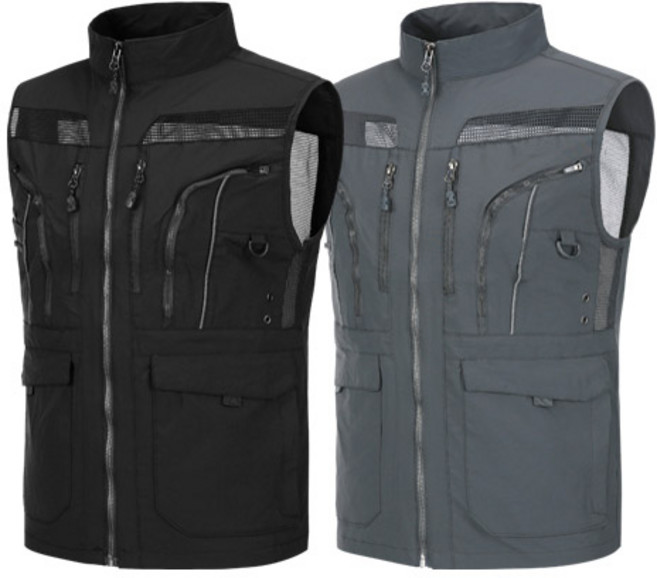 [1+1] 남성 쿨 망사 멀티 포켓 낚시 작업 조끼 SWV7 메쉬 작업복 현장복 배달 목공 건설 작업조끼 남자 사계절