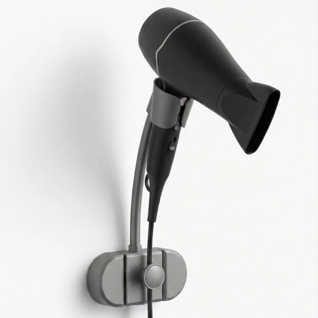 문리빙 무타공 360도 각도 조절 드라이기 홀더, 그레이, 1개