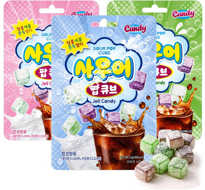 사우어 팝큐브 젤리 13g (콜라향) x 30개+자색옥춘사탕 1봉, 30개, 15g