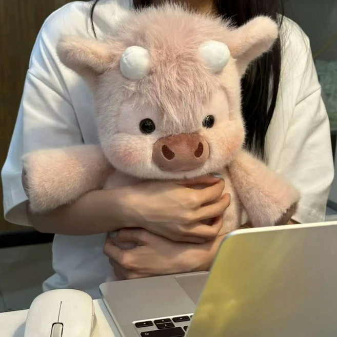 귀여운 하이랜드 소 인형 45 60cm 봉제인형 달리는 송아지 친구 베개 선물 집 장식품, pink, 45cm
