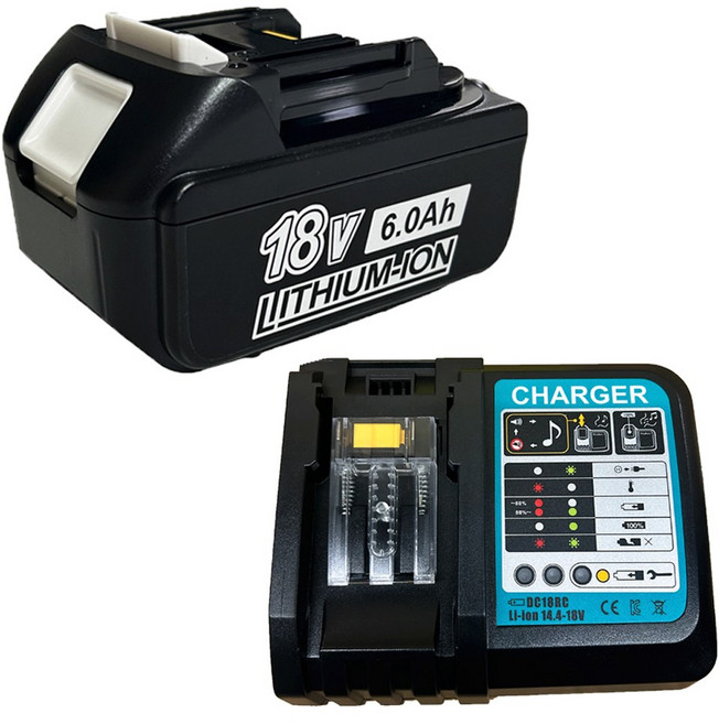 마끼다 호환 배터리 18V 6.0Ah + DC18RC 충전기 세트 KC인증, 1세트