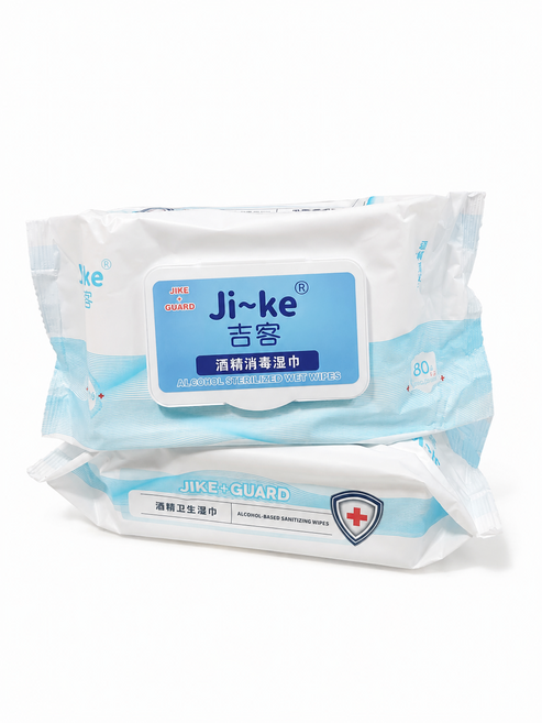 Ji-Ke 酒精消毒溼巾 75% 酒精 80片/包, 1個, 酒精消毒溼巾 [2包]