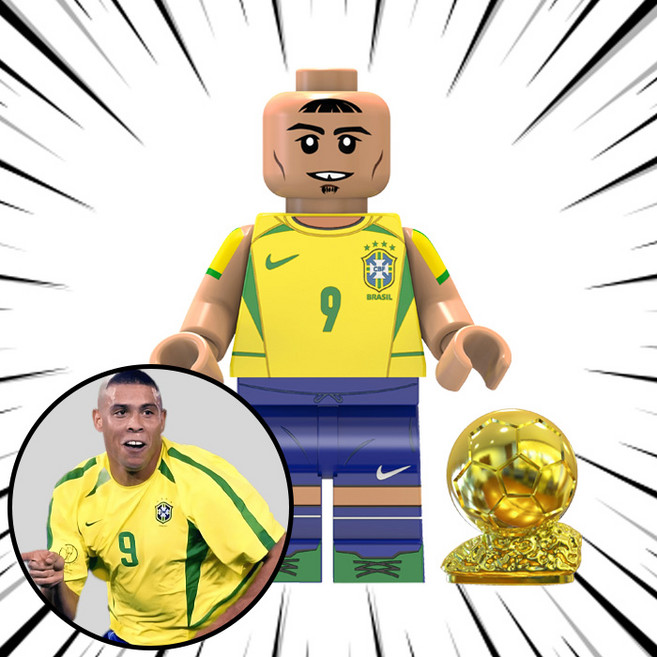 축구선수 호환블럭 브릭미니피규어 컬렉션 취미/수집/장식/컬렉션용 커스텀 호환 블록피겨 시리즈 F, 1개, FB-F03. 호나우두