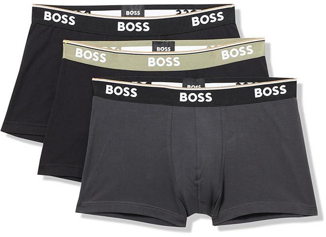 BOSS 남성용 3팩 멀티 컬러 볼드 로고 트렁크 피치 블랙. XXL