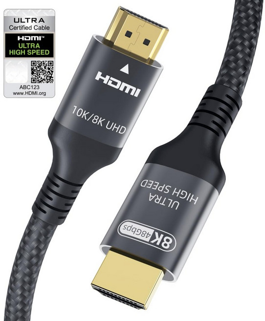 인증된 10K 8K HDMI 2.1 케이블 1.5피트 48Gbps 초고속 코드 이더넷 CEC 4K 240Hz 165Hz 144Hz 120Hz 60Hz eARC 넷플릭스, 5 ft