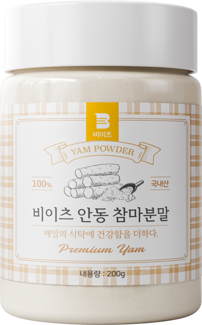 [100% 국산 안동 마] 비이츠 국내산 참마 가루 분말, 1개, 200g