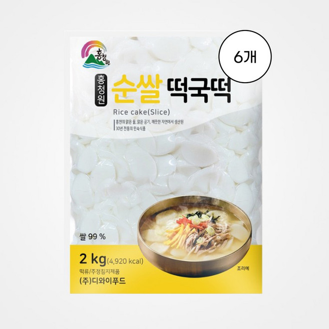 홍청원 순쌀떡국떡, 6개, 2kg