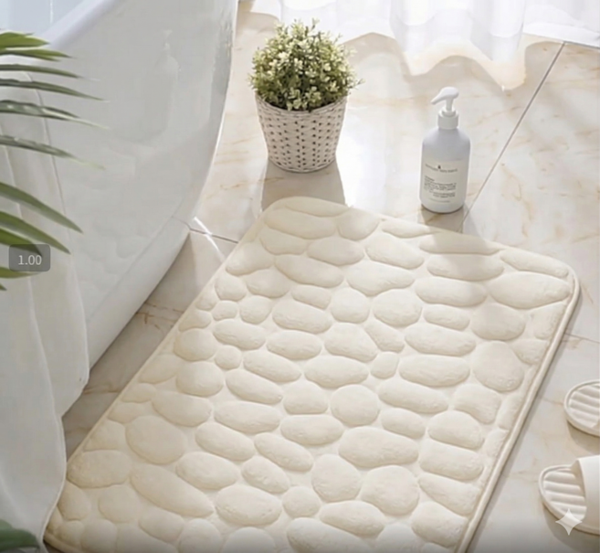 욕실 미끄럼방지 물흡수 패드 푹신한 화장실 발매트, 1개, 아이보리