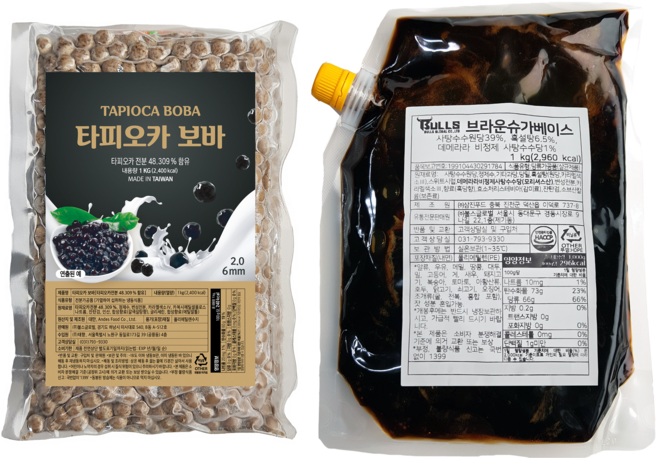 불스글로벌 타피오카펄1kg+브라운슈가베이스1kg 시럽, 1세트, 1kg, 1세트, 2개입