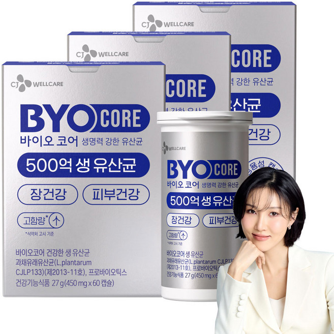 500억 유산균 CJ 바이오코어 건강한 생유산균 고함량 특허유산균, 3개, 60정
