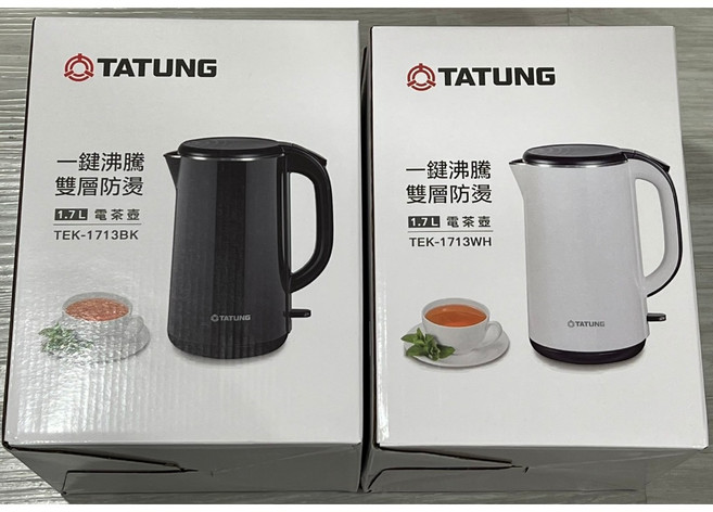 TATUNG 大同 1.7公升 雙層防燙電茶壺, 黑色