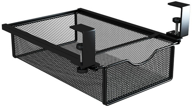 테오 다용도 철제 무타공 책상 테이블 수납 서랍 고정식, 블랙