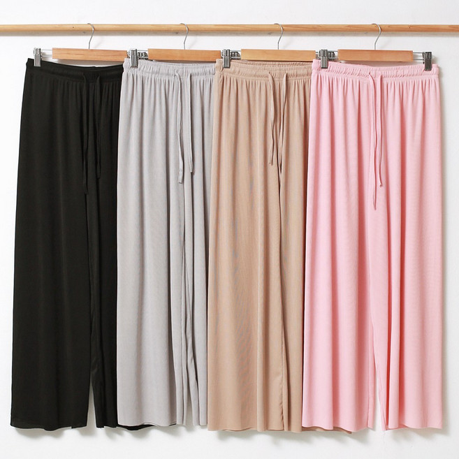 인디오 여성용 아이스 쿨링 밴딩 스판 골지 찰랑핏 와이드팬츠 NCH6003