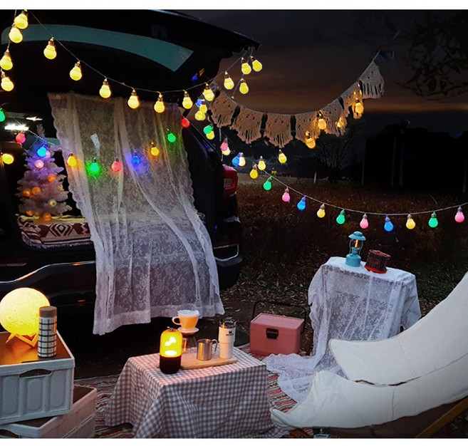 일루몬트 캠핑 전구조명 건전지 줄조명, 3m20구(레인보우)/건전지포함