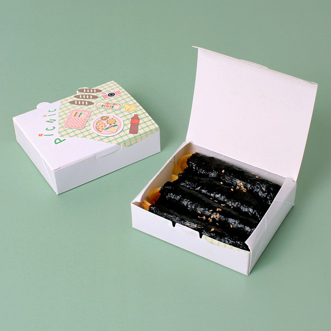 SBP-피크닉미니 종이도시락 꼬마김밥 만두 도시락 포장용기, 1박스, 500개입