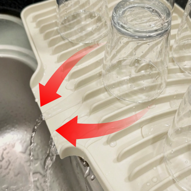 아크배라 물빠짐 식기 건조대 매트 실리콘 드라잉, 1개, 아이보리, 1단