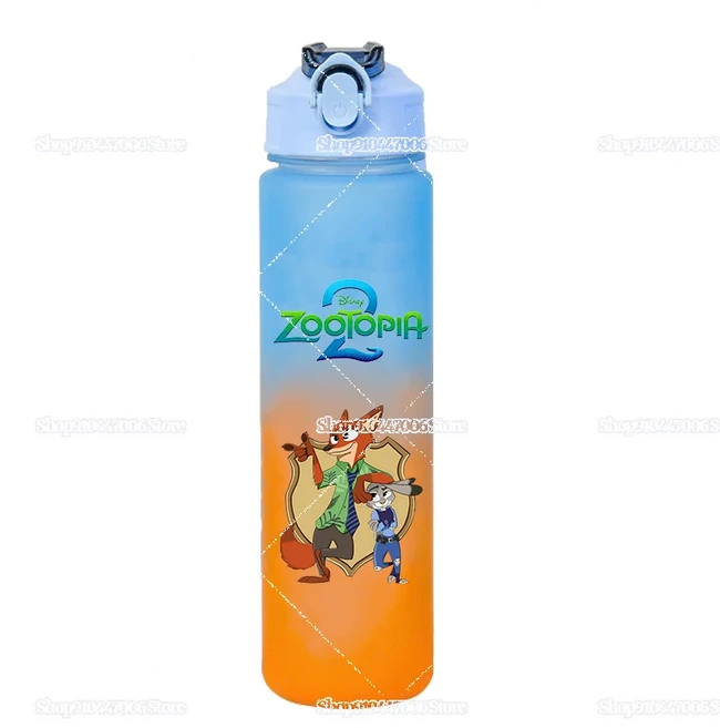 카툰 주토피아 2: 비유인류의 부상 물병 귀여운 주디 닉 프린트 휴대용 빨대 컵 손잡이가 있는, 03 FKDW 155