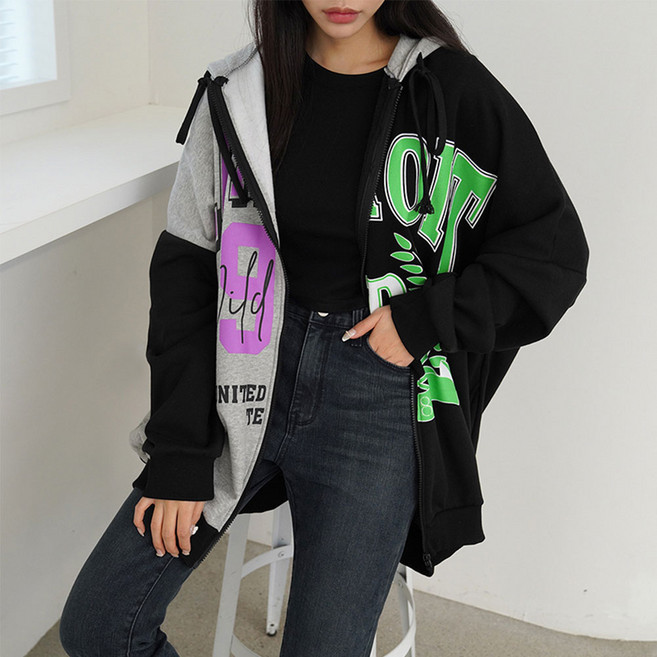 오브치치 국내생산 남여공용 빅사이즈 3color 기모 아수라 오버핏 후드집업 커플가능