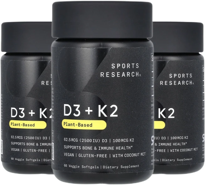 스포츠리서치 비타민D D3 + K2 625mcg/100mcg 베지 소프트젤 60정 2+1, 3개 - 쿠팡