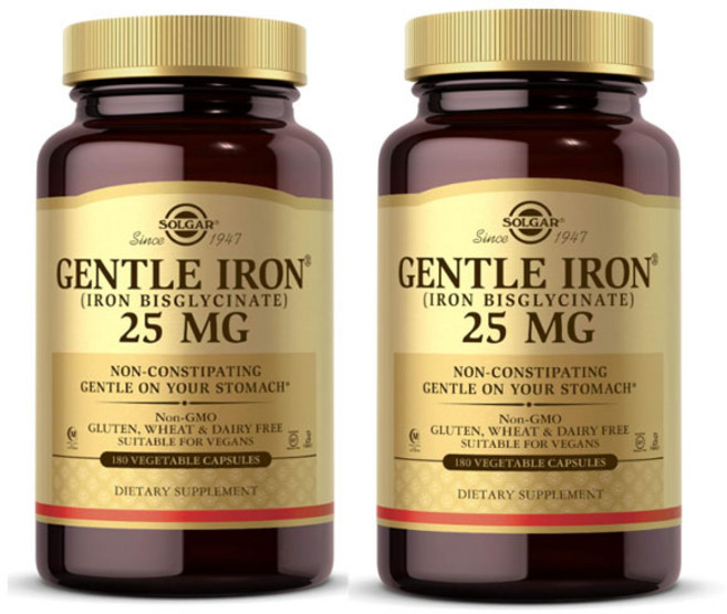 Solgar Gentle Iron 솔가 젠틀 아이언 철분 25mg 180베지캡슐 2팩, 180정 × 2개, 2개, 180정