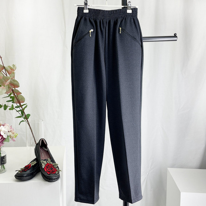 국민할매 엄마옷 국내생산 할머니옷 봄가을 깨고방 체크 지퍼 밴딩바지[SBKM] 춘추 요양원옷 중년 여성의류