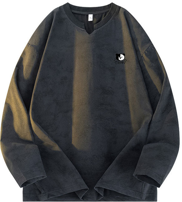 CBHV 봄 남성 스탠드칼라 루즈핏 타이드 씬 긴팔 맨투맨 데일리 캐주얼