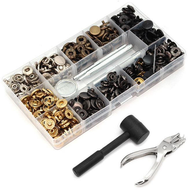 아이베란다 DIY 똑딱이 단추달기 금속 6종 공구 펀칭기 120세트, 1개