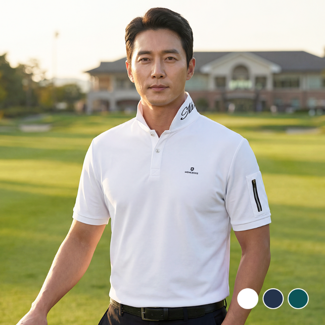 몽크로스 골프 남성 로고넥 카라 반팔티 205