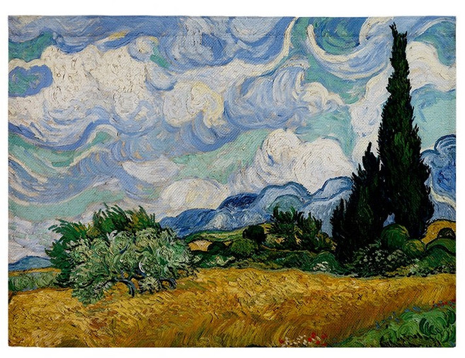 創意電錶箱裝飾畫 免打孔配電箱遮擋布 簡約自粘, 梵高的油畫裝飾,30x25cm高 請給準確數據   縫, 1個