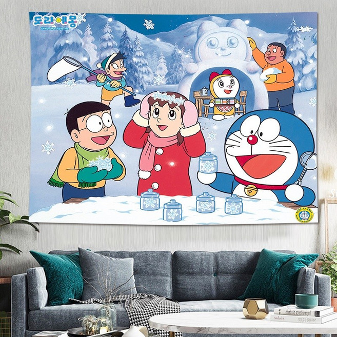 도라에몽 배경천 벽 태피스트리 장식 인테리어, C