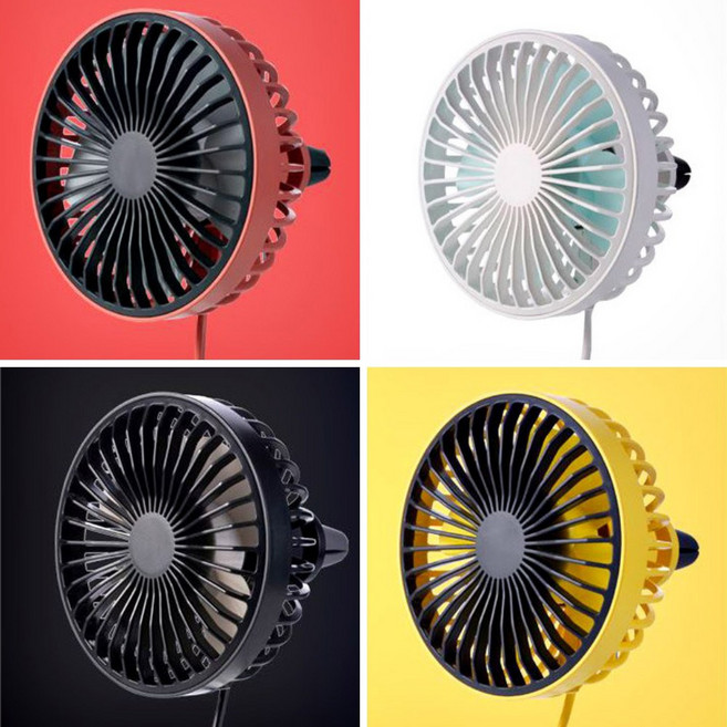 LED 차량용 에어컨 송풍구 선풍기 환풍기 USB 에어 써큘레이터 뒷자석 통풍구 카팬, 블랙