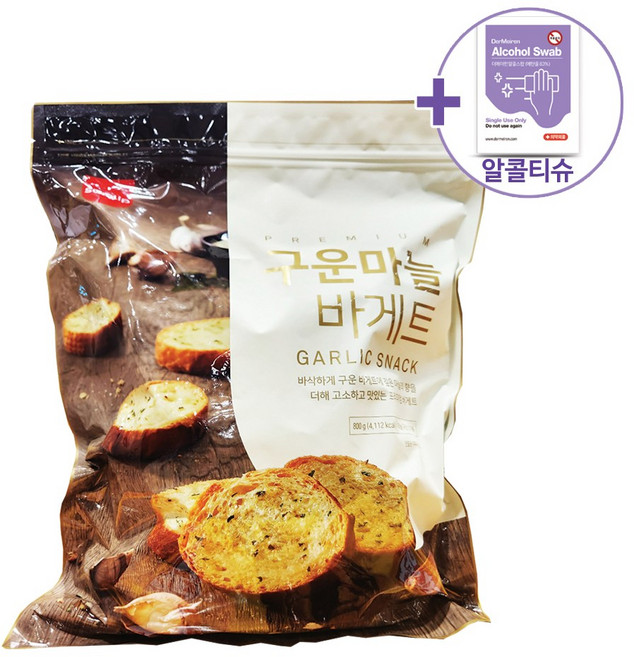 트레이더스 삼립 구운마늘 바게트 800G + 더메이런알콜티슈, 1개