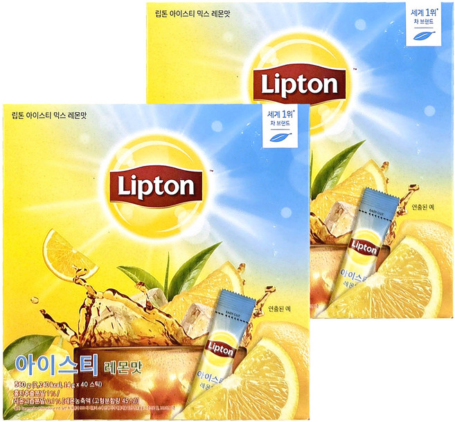 립톤 아이스티 레몬 스틱 에이드 분말, 14g, 40개입, 2박스