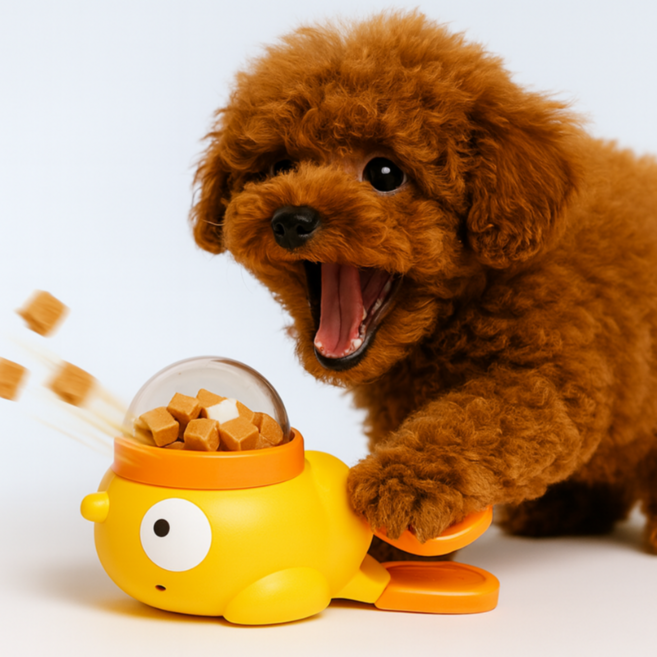 귀여운 강아지 고양이 겸용 간식 퍼즐 토이 오리 장난감, 노란색, 1개