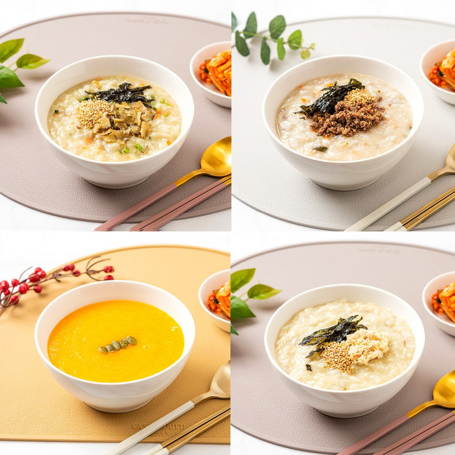 [에브리띵] 간편한 건강죽 500g 8팩 (단호박죽2+한우소고기죽2+전복죽2+닭죽2)