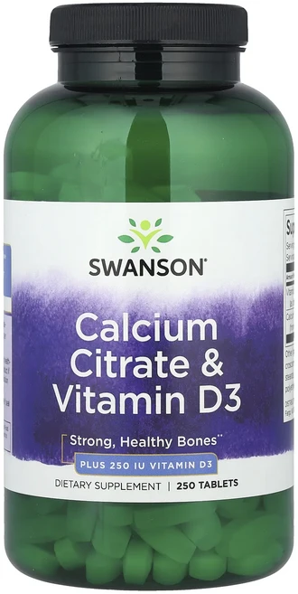Swanson 구연산 칼슘 & 비타민D3 250정, Swanson 구연산 칼슘  비타민D3 250정, 1개 - 쿠팡
