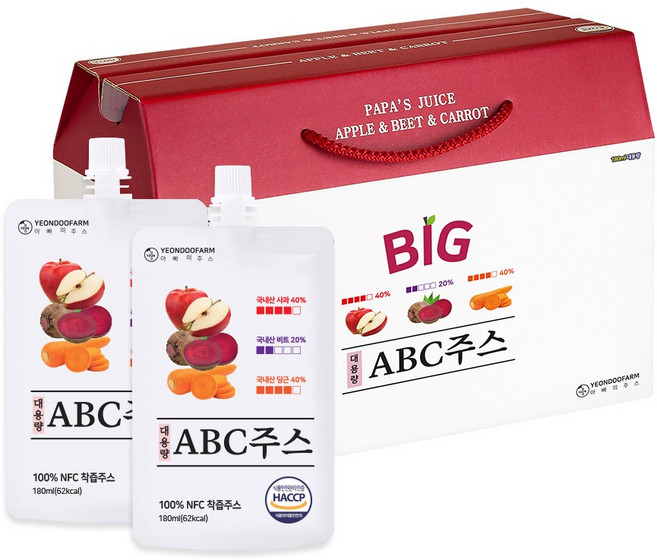 연두팜 대용량 Big ABC 주스, 180ml, 30개