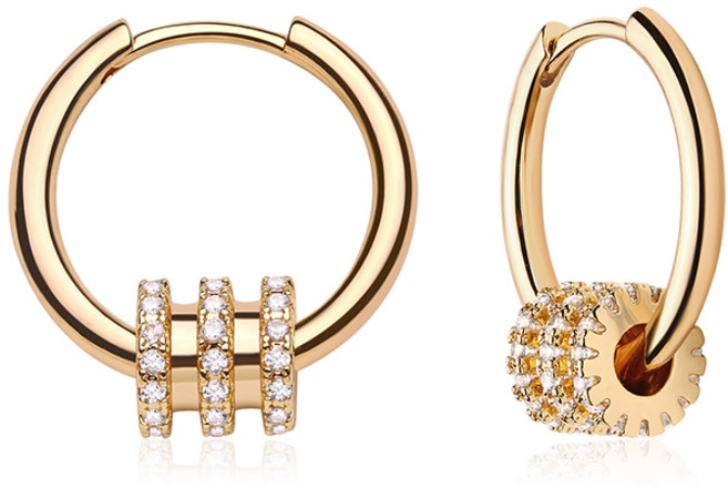 FETTERO 14k 도금 골드 원형 링 귀걸이원터치