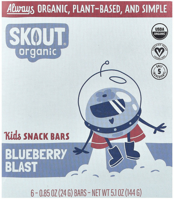 Skout Organic 어린이용 스낵 바 블루베리 블라스트 6개 각 24g(0.85oz) Organic (스카우트 오가닉), Skout Organic, 어린이용 스낵 바, 블루베리, 1